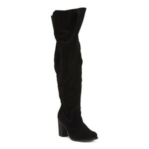 LOGAN Women's Black Suede Wide Calf Tall Shaft Boots Sz 7 NIB!
